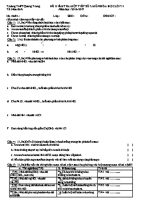 Đề kiểm tra một tiết số 2 môn Hóa học lớp 11 năm học 2016 - 2017 - Trường THPT Quang Trung